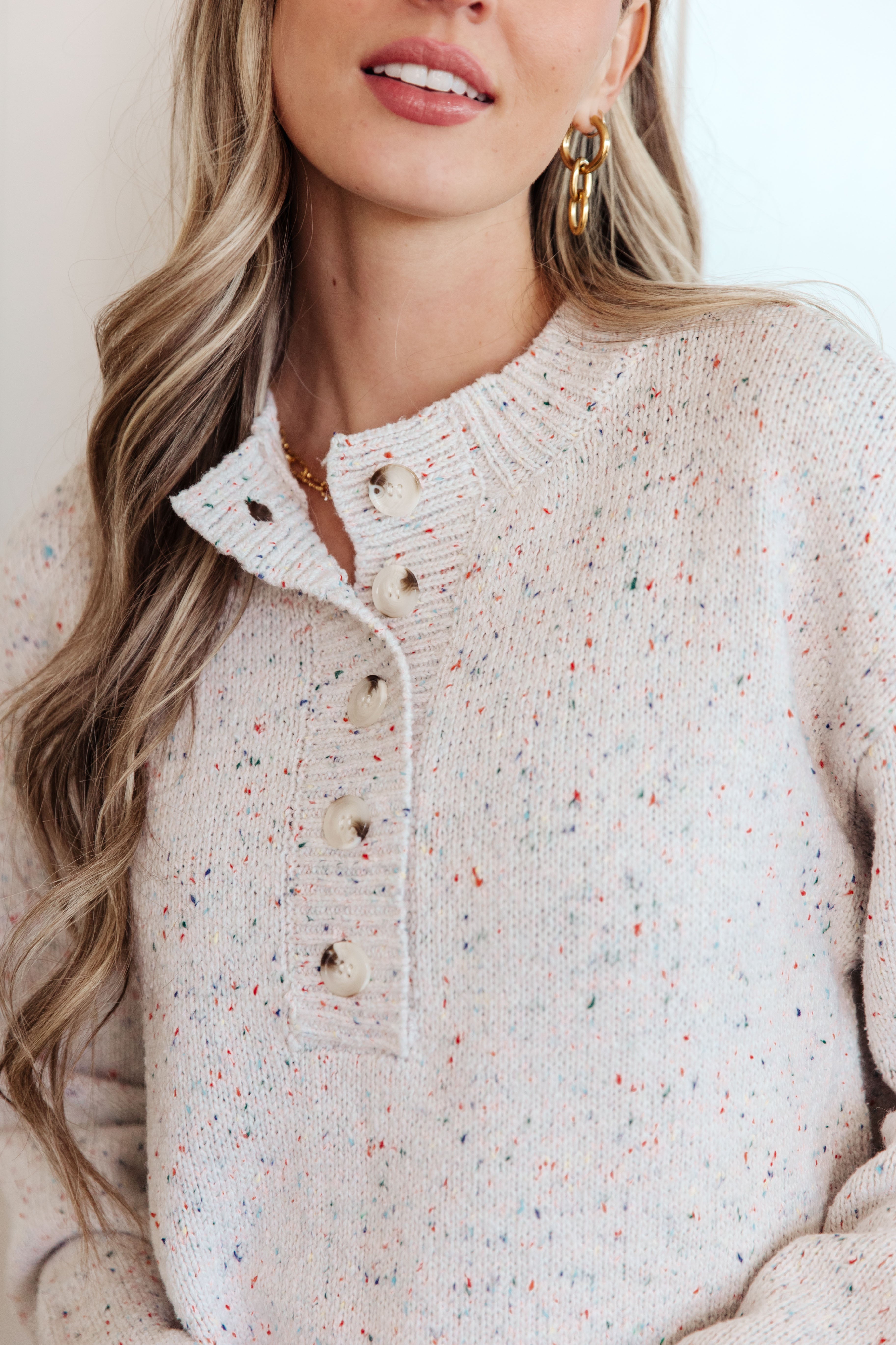 Nanci Henley Flecked Sweater