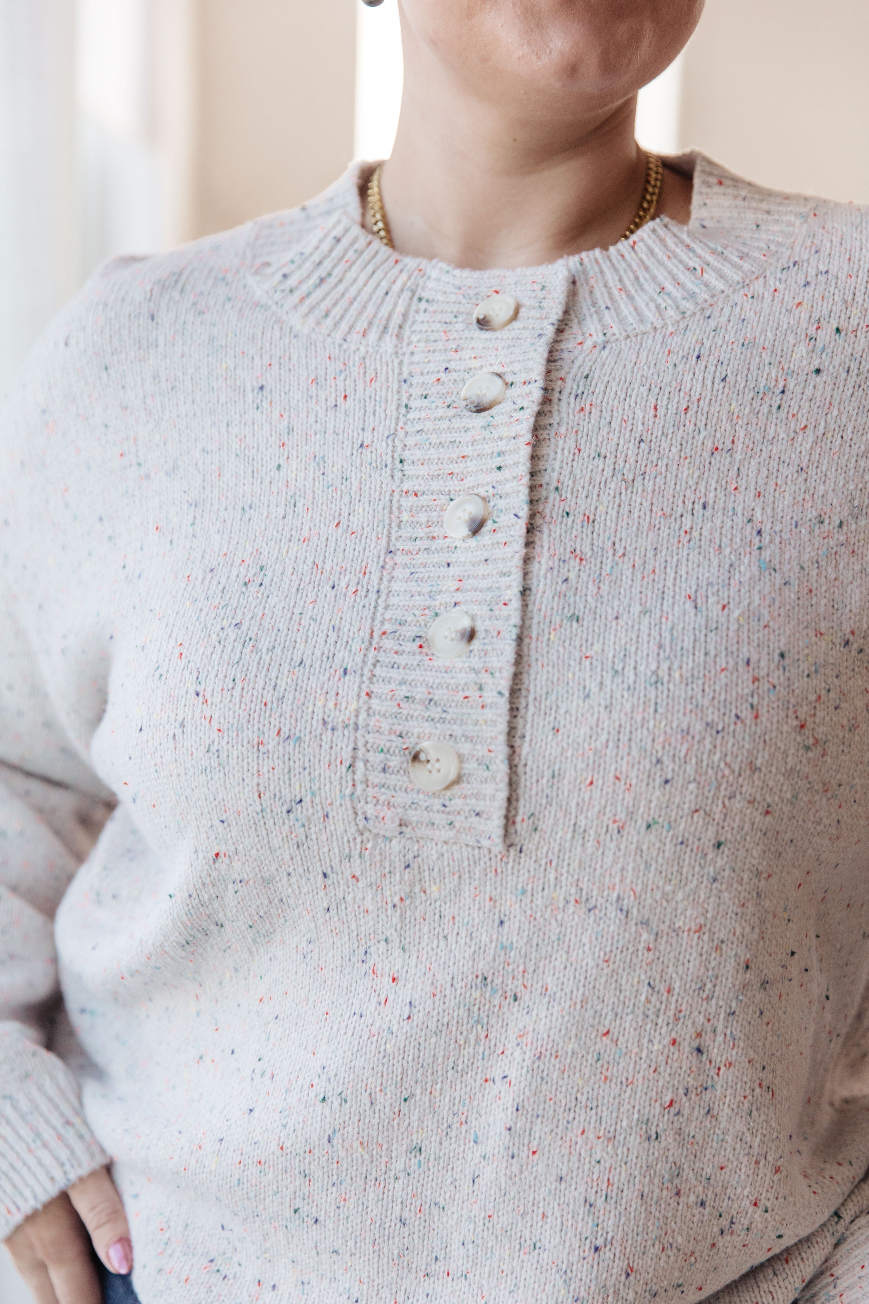 Nanci Henley Flecked Sweater