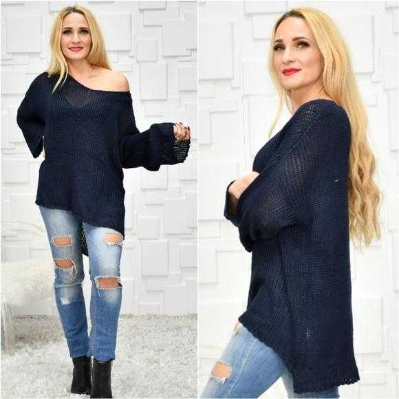 Navy Blue Knit Sweater Top