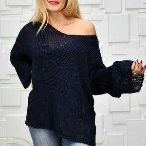 Navy Blue Knit Sweater Top