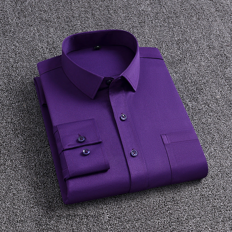 No-iron four-way stretch business solid color shirts