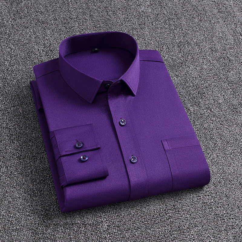 No-iron four-way stretch business solid color shirts