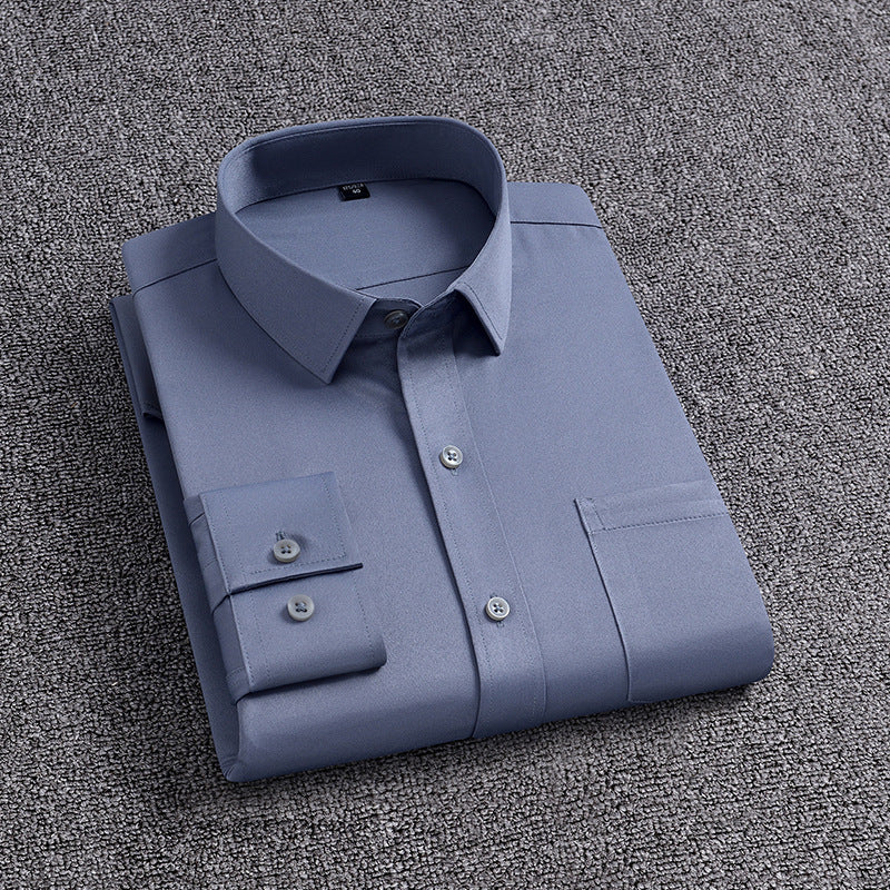 No-iron four-way stretch business solid color shirts