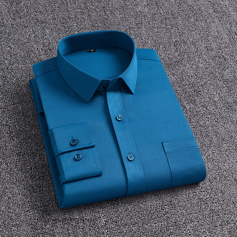 No-iron four-way stretch business solid color shirts