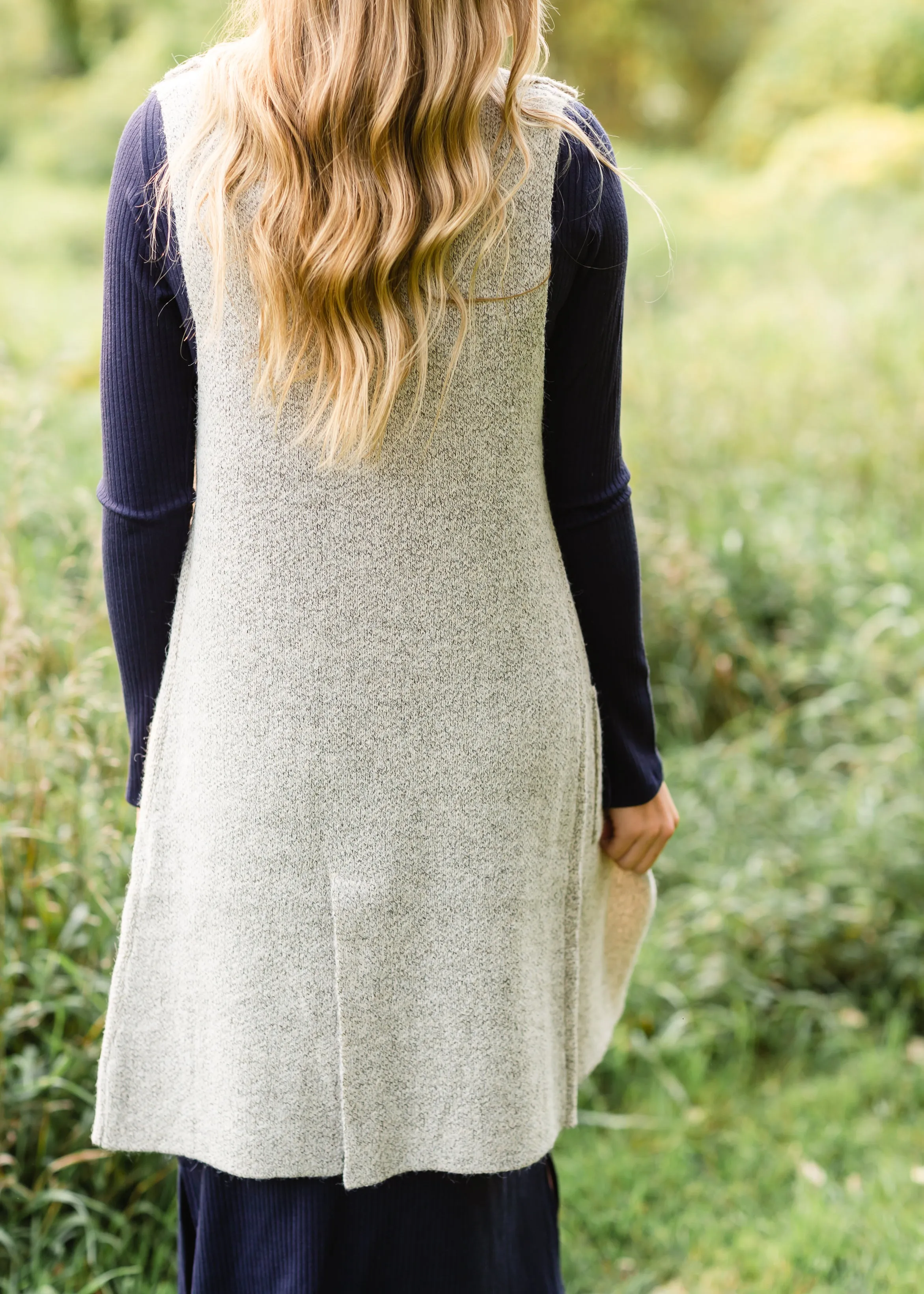 Oatmeal Long Knit Sweater Vest