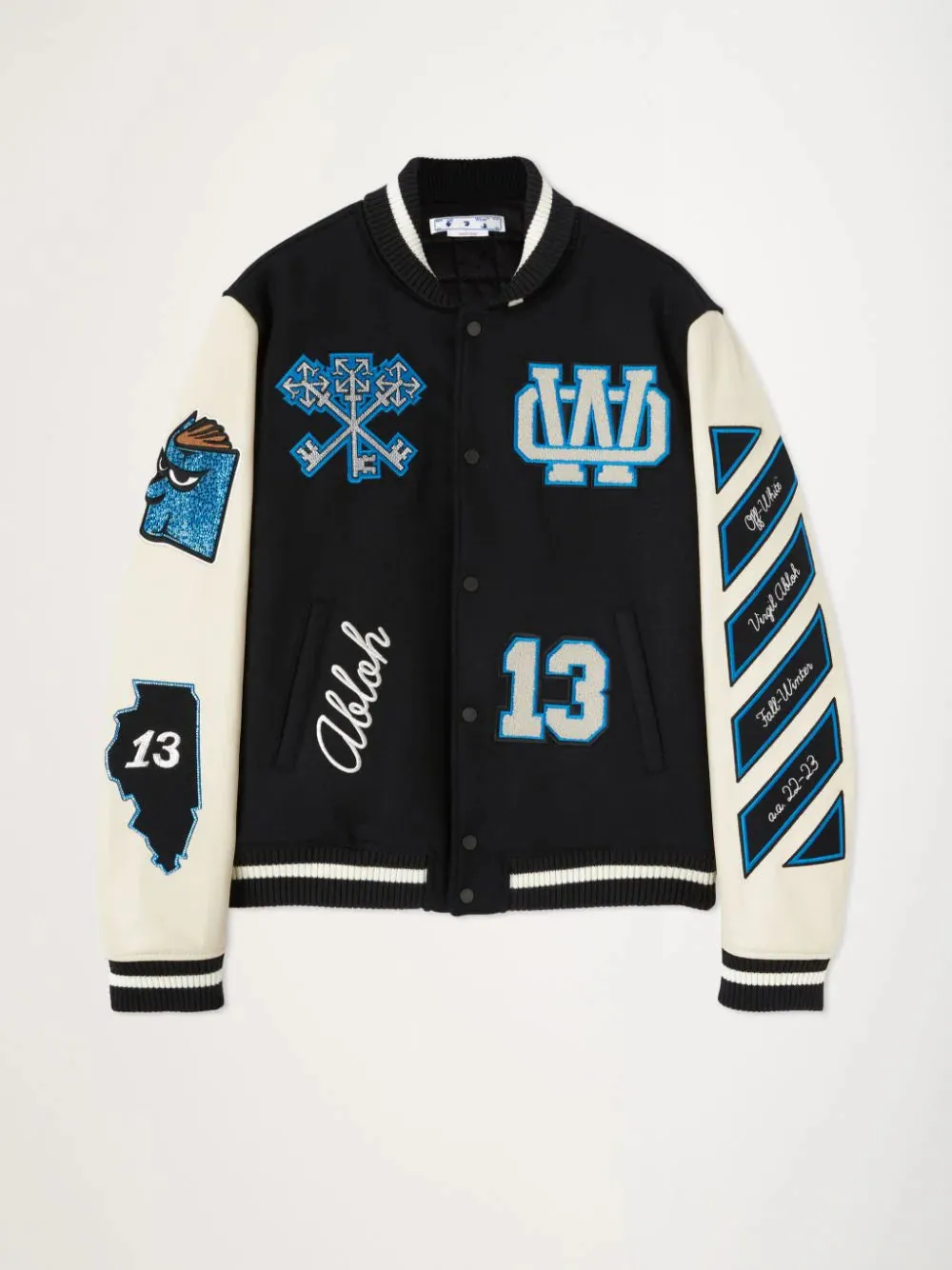 OFF-WHITE Witch Logo Patch Varsity Jacket 'BLACK'