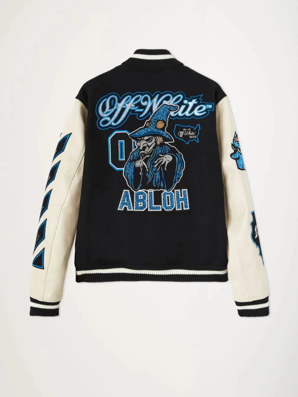 OFF-WHITE Witch Logo Patch Varsity Jacket 'BLACK'