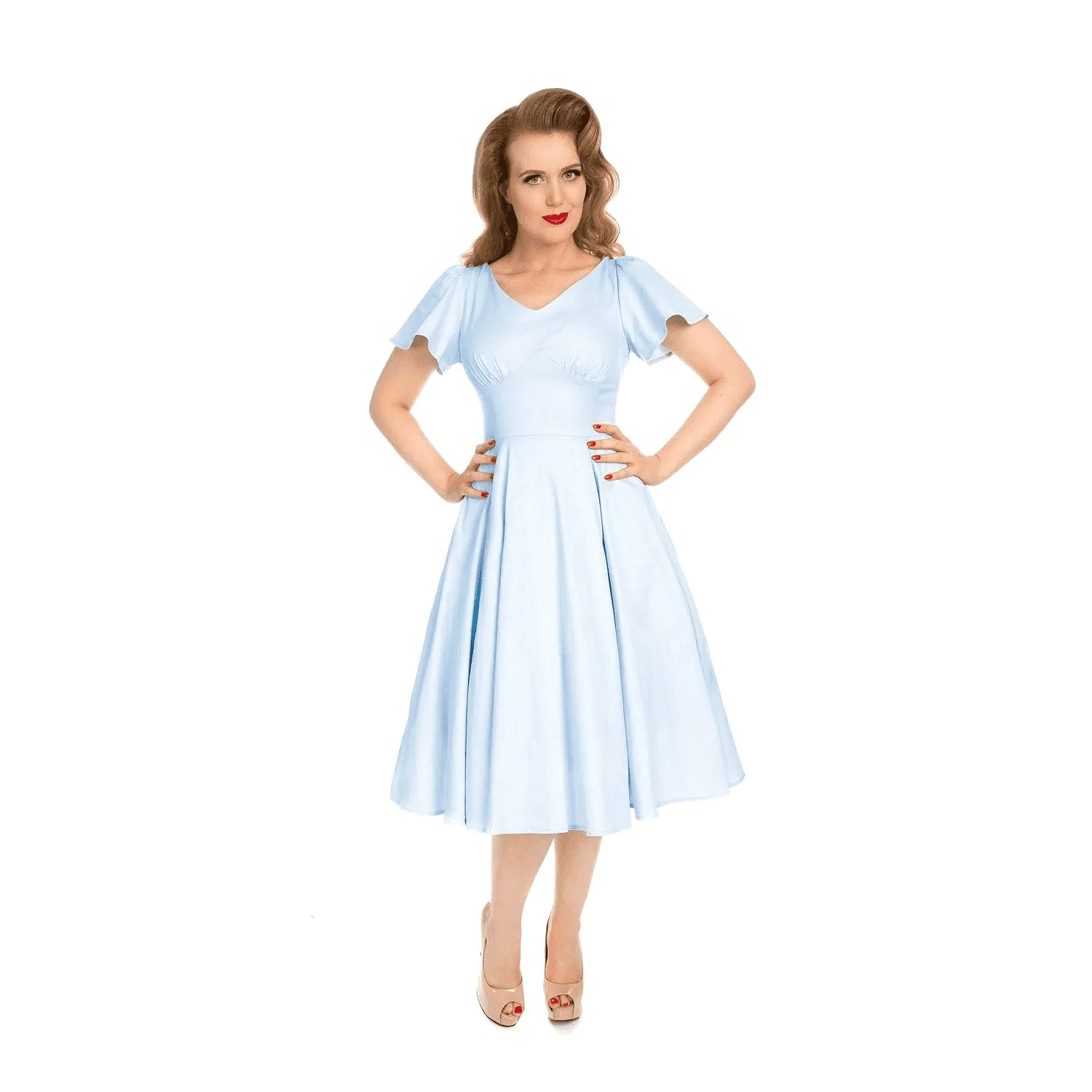 Pastel Blue Rockabilly 50s Swing Tea Dress