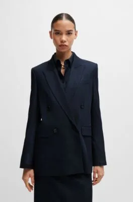 Regular-fit long-length jacket in denim-effect twill