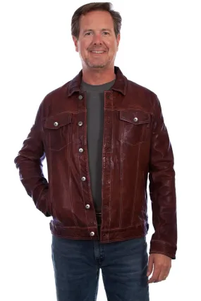 Scully Mens Chocolate Lamb Leather Washed Jean Jacket