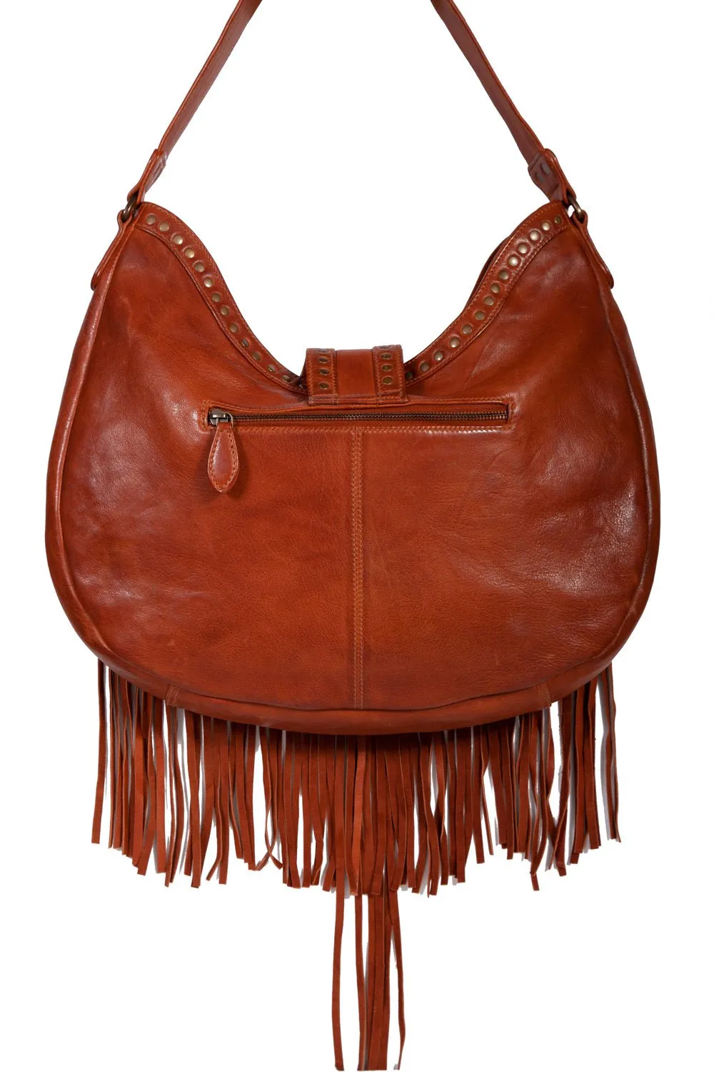 Scully Womens Brown Leather 18in Fringe Handbag