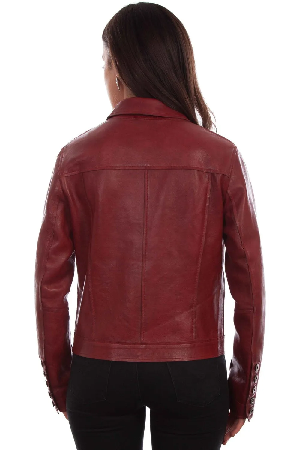 Scully Womens Red Lamb Leather Easy Fit Jacket