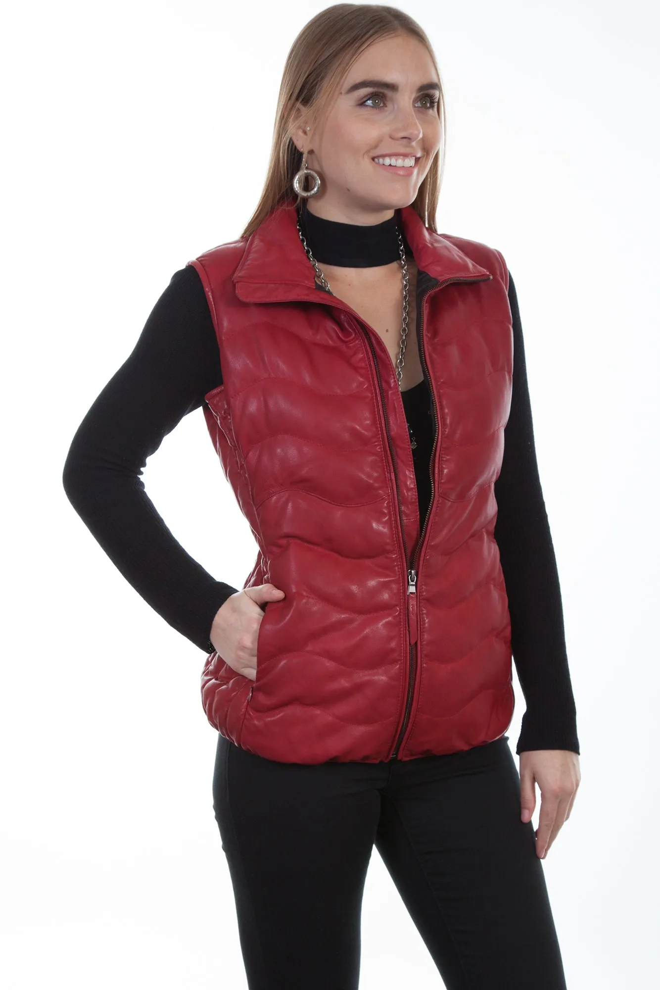 Scully Womens Red Soft Lamb Puffer Vest L