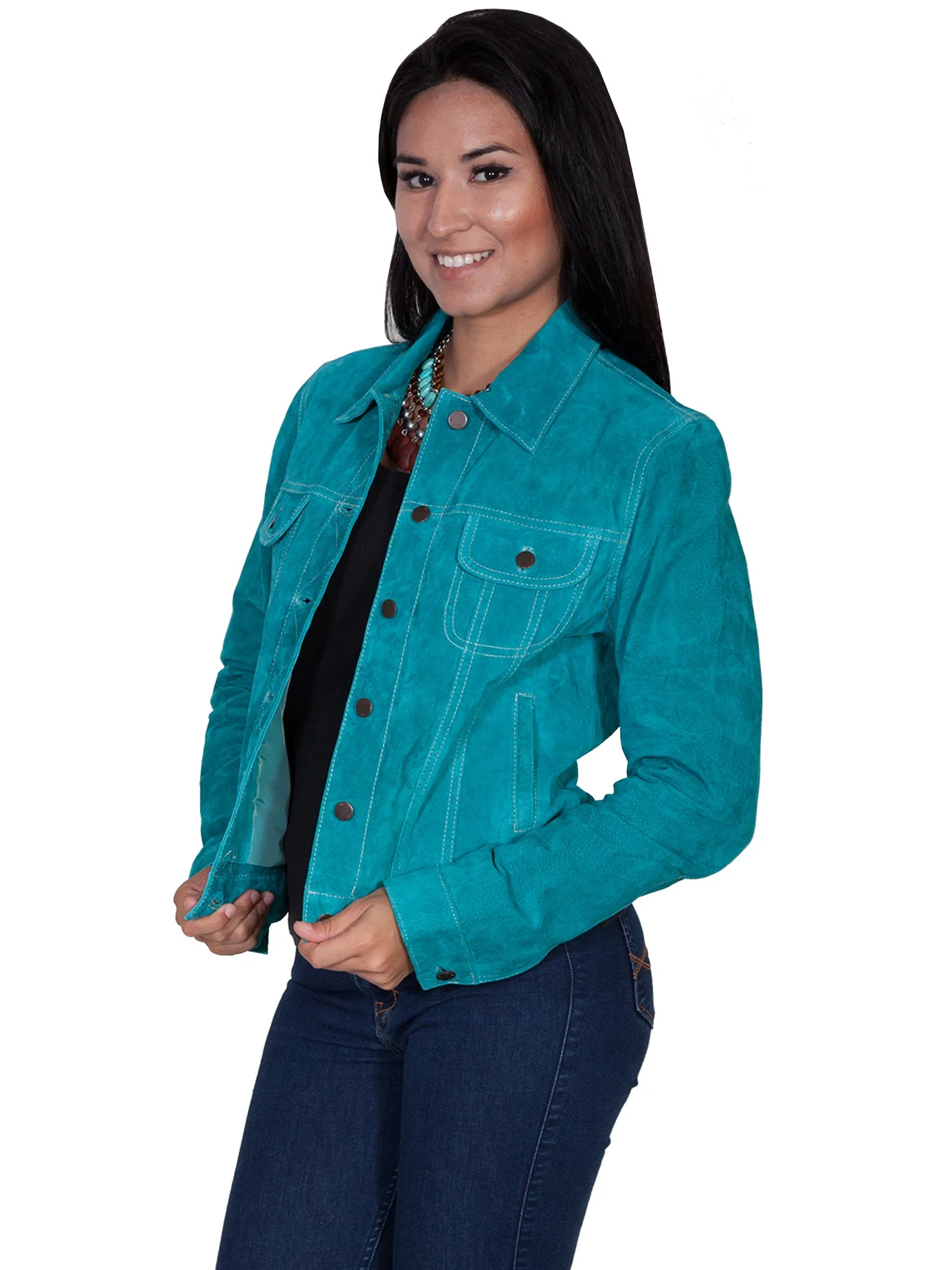 Scully Womens Turquoise Boar Suede Jacket L