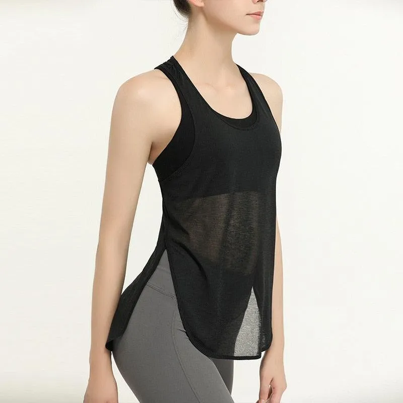 See Through Shirt Sports Top Black Running Vest