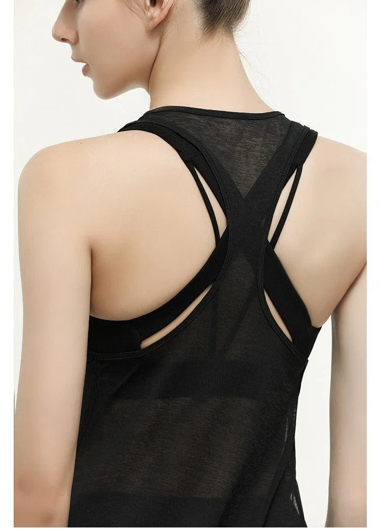 See Through Shirt Sports Top Black Running Vest