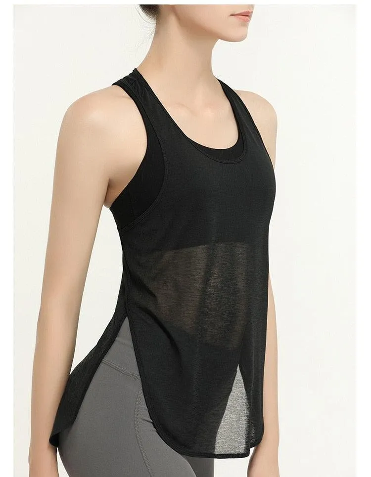 See Through Shirt Sports Top Black Running Vest