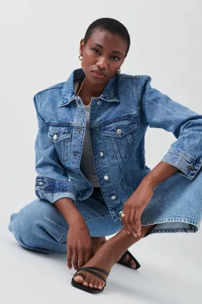 Shoulder padded denim jacket