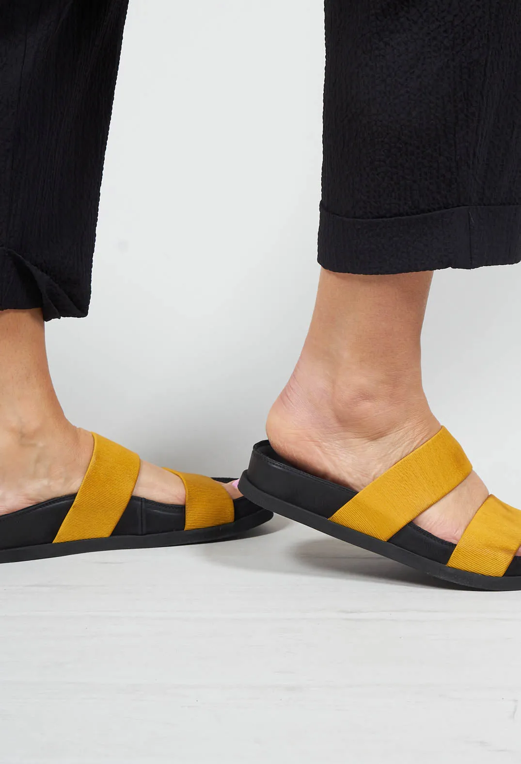 Slip on Sandal in Gasoline Zafferano