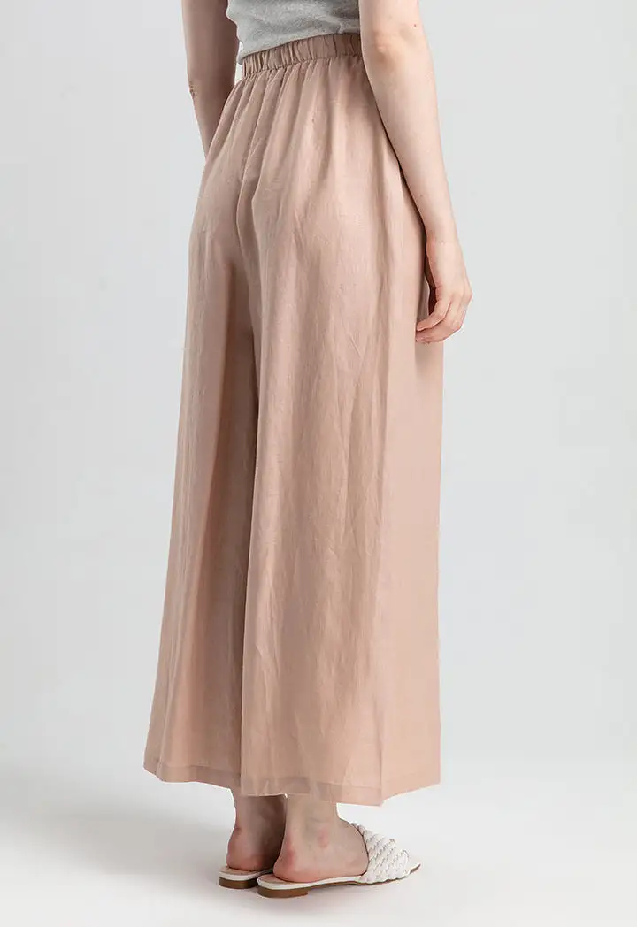 Solid Color Linen Wide Leg Pants