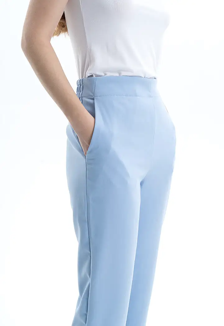 Solid Mid-Rise Pants with Pockets