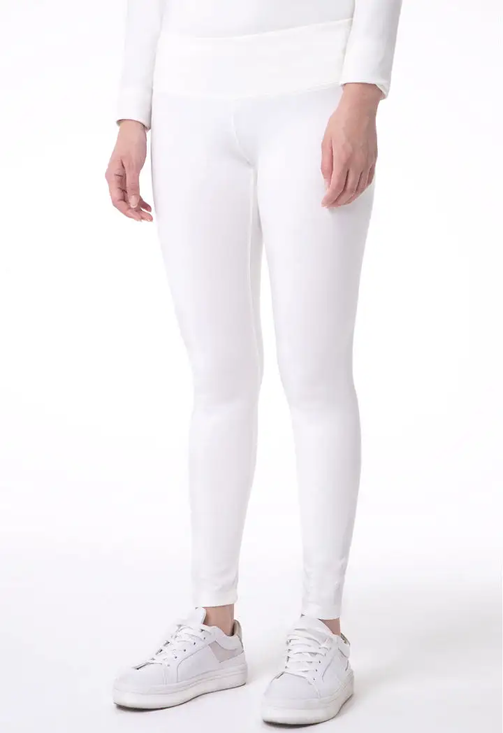 Solid Mid Waist Legging Pants