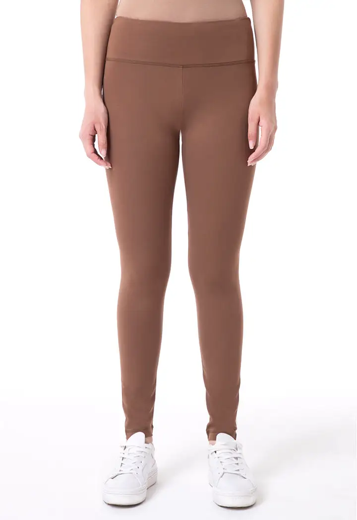 Solid Mid Waist Legging Pants