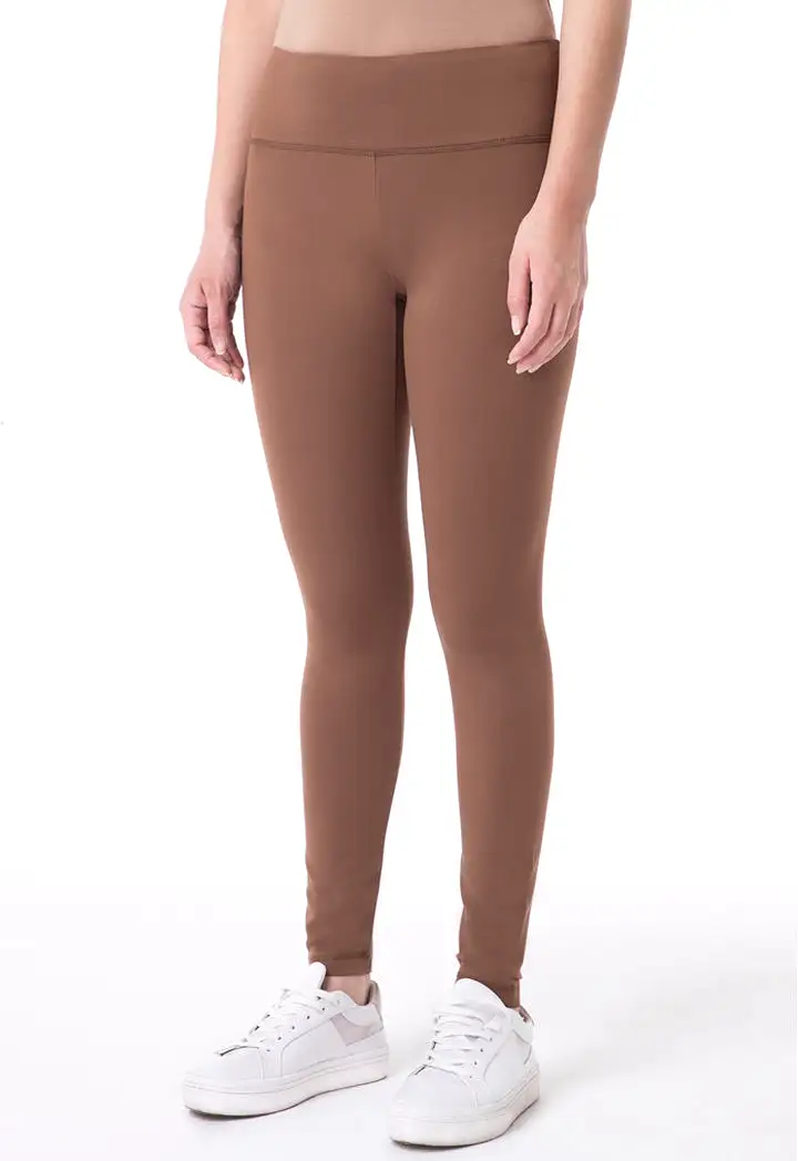 Solid Mid Waist Legging Pants