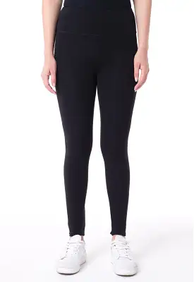 Solid Mid Waist Legging Pants