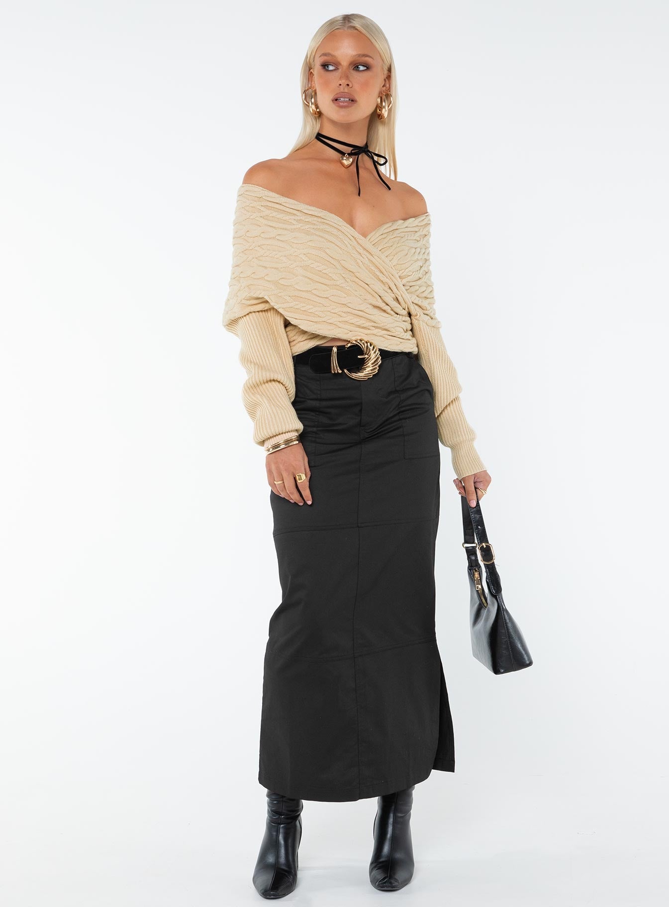 Tamas Wrap Front Sweater Beige