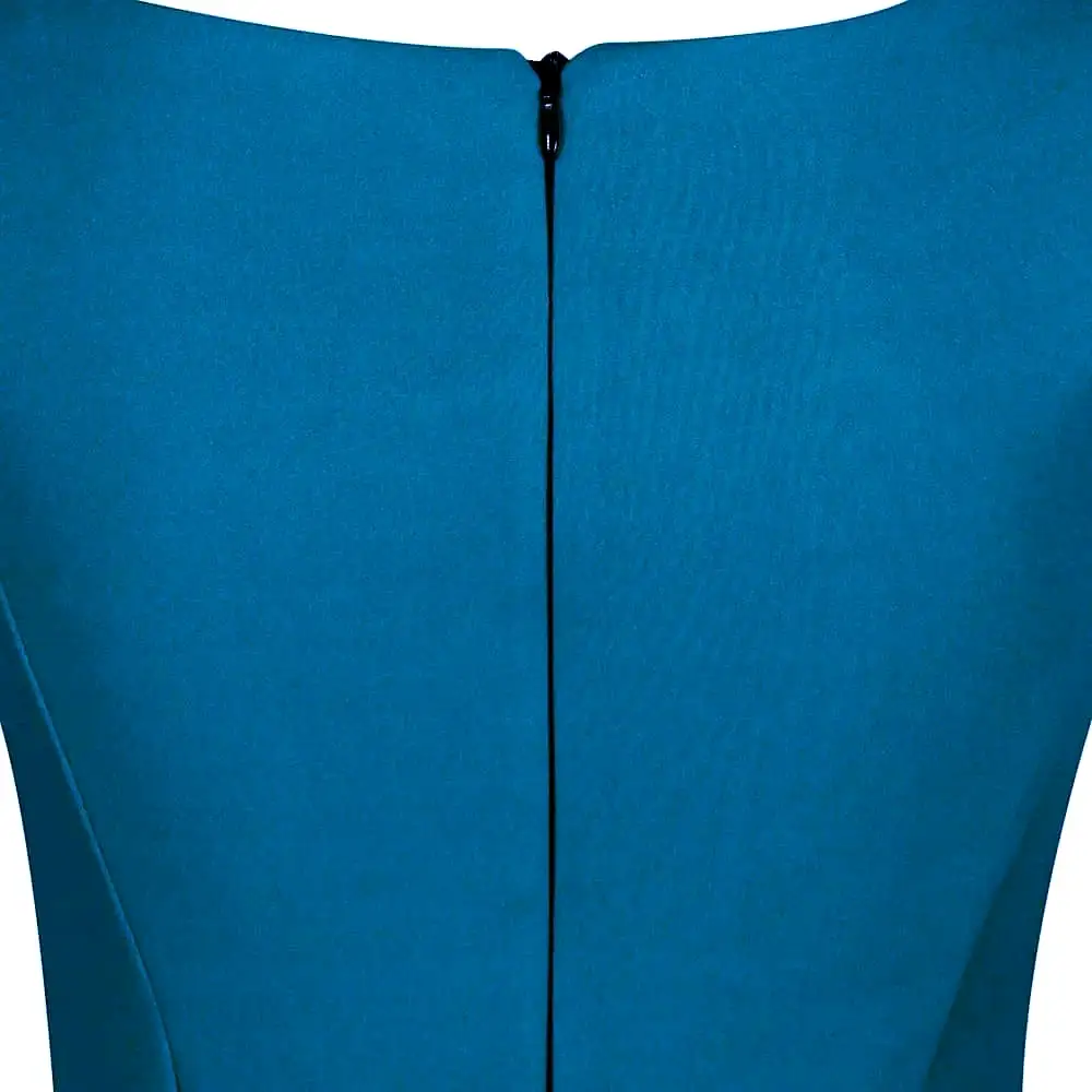 Teal Blue 40s Hollywood Style Sleeveless Bodycon Wiggle Dress