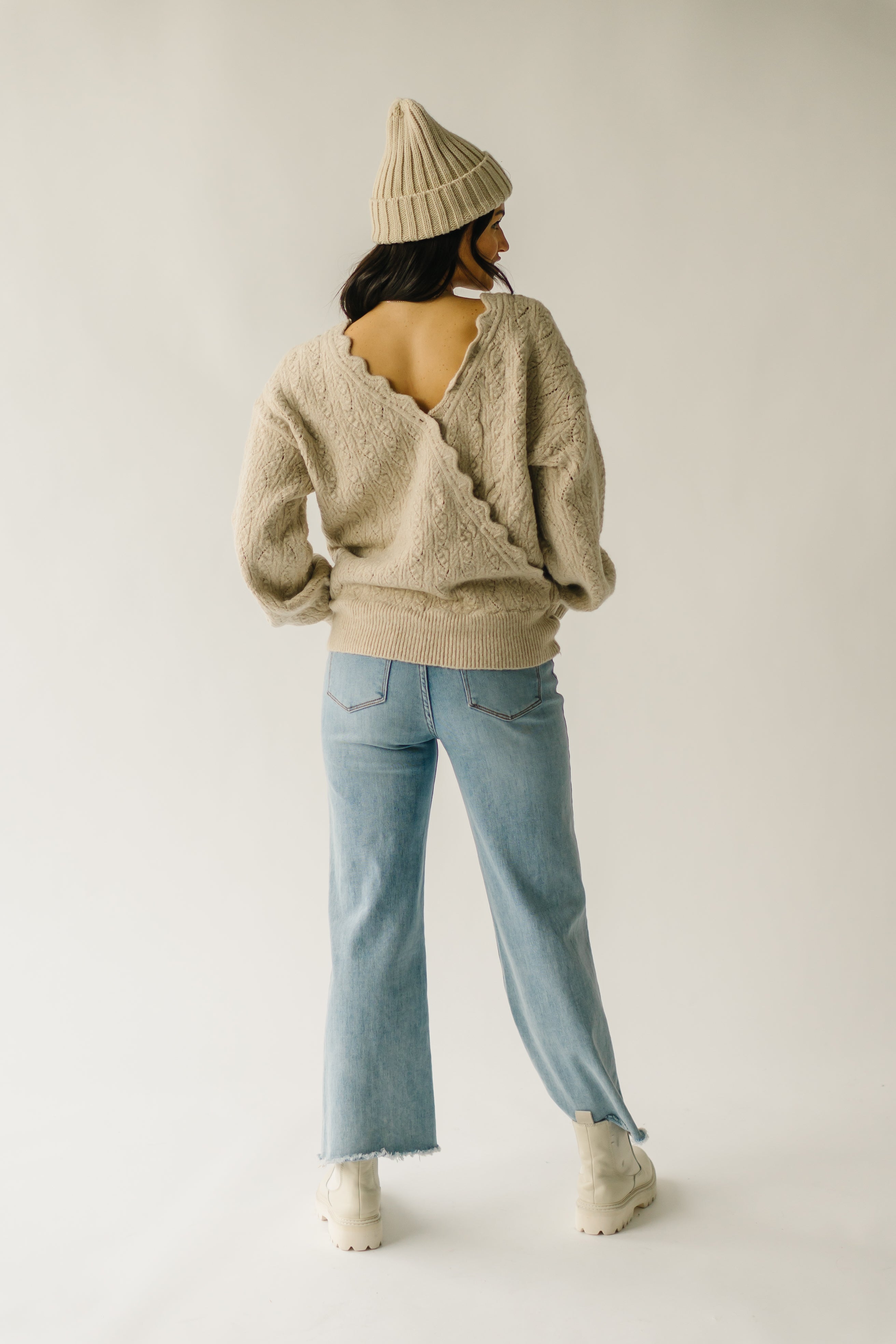 The Tagger Knit Wrap Sweater in Taupe