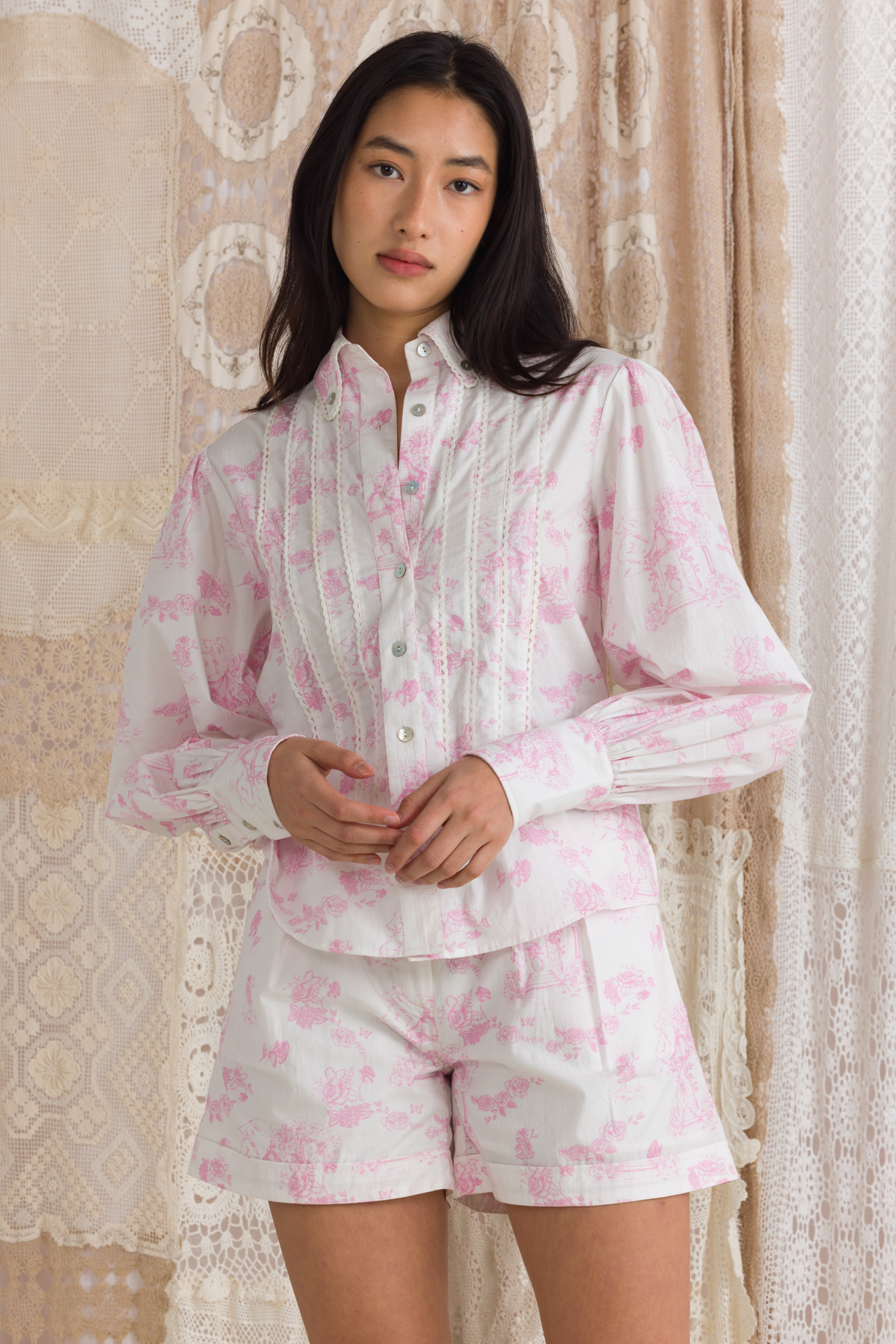 Tux Shirt Gazebo Toile Rose Shadow