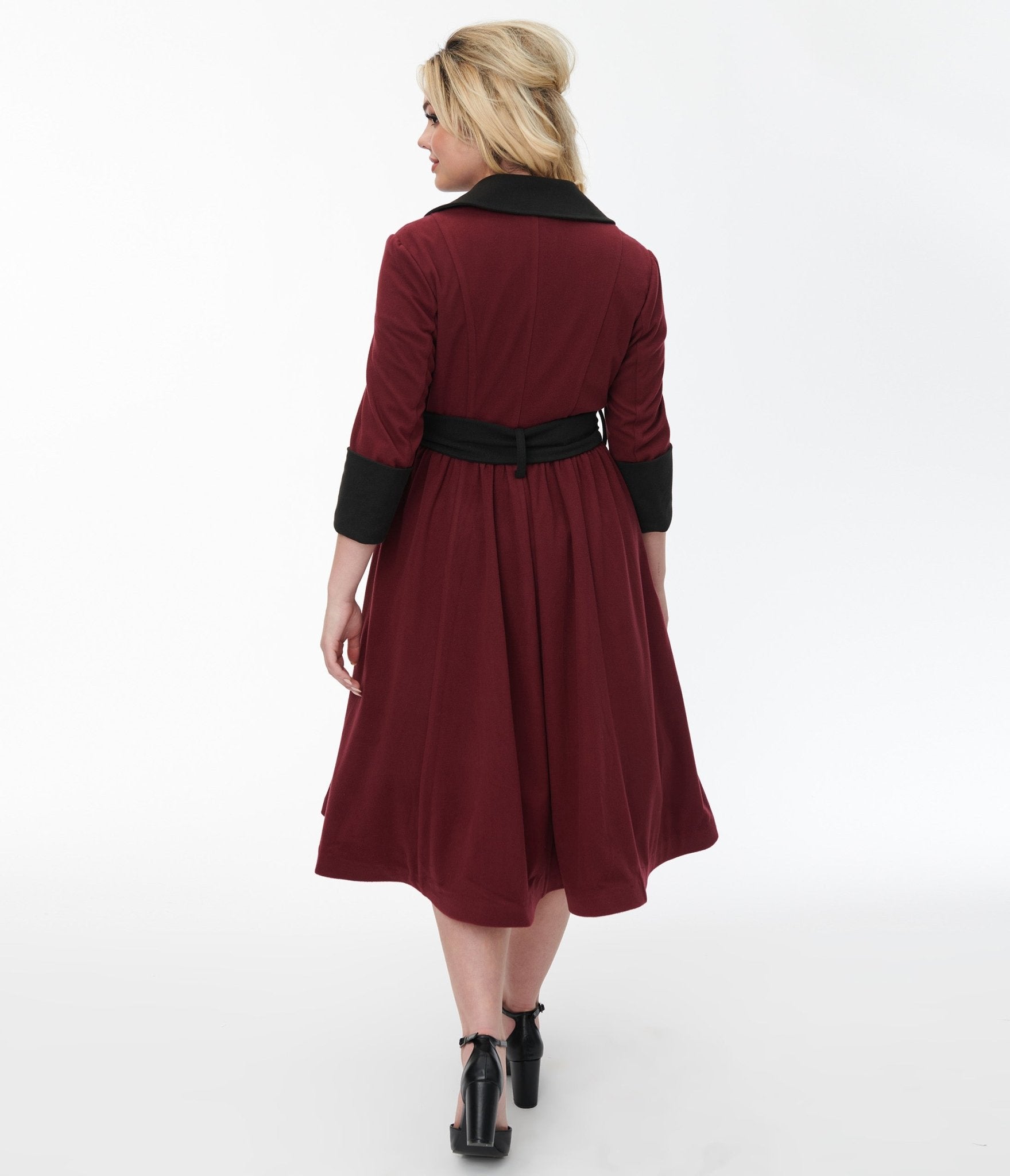 Unique Vintage Burgundy & Black Swing Coat