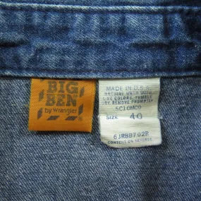 Vintage 80s Big Ben Denim Work Chore Jacket 40 or Med Wrangler USA Made Blue