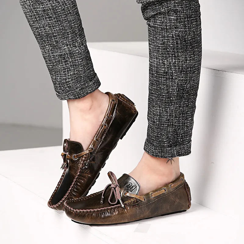 Vintage Lace-up Slip-on Loafers 