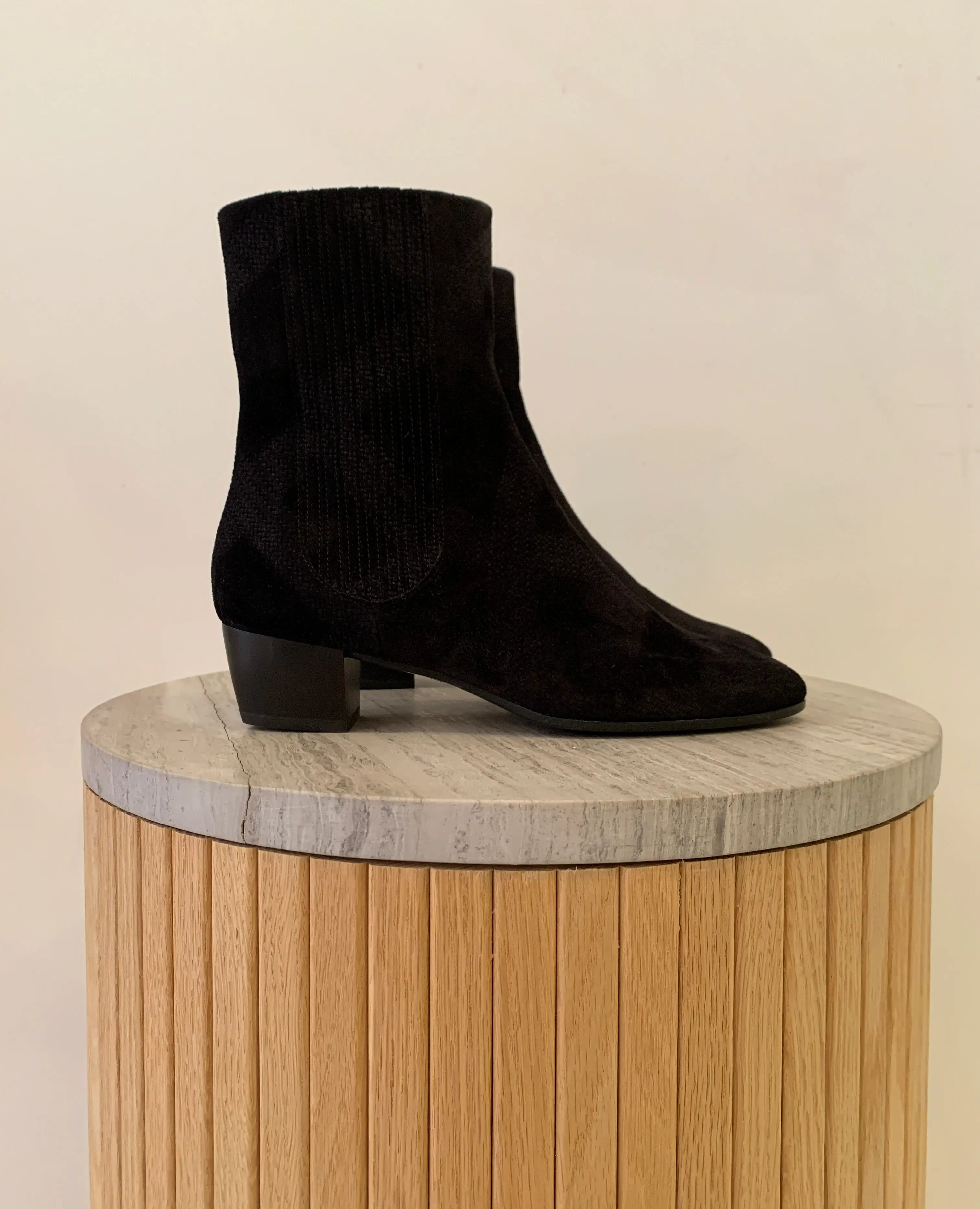 Warehouse Sale - Celeste Boots  Black Tartan Suede