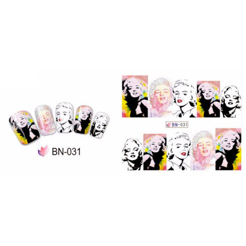 Water Transfer, Nail Art, Multicolored, Marilyn Monroe, Decals – BN031