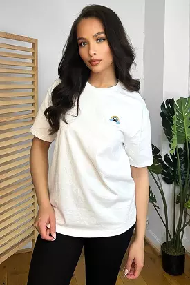 White Rainbow Embroidered Logo Cotton T-shirt