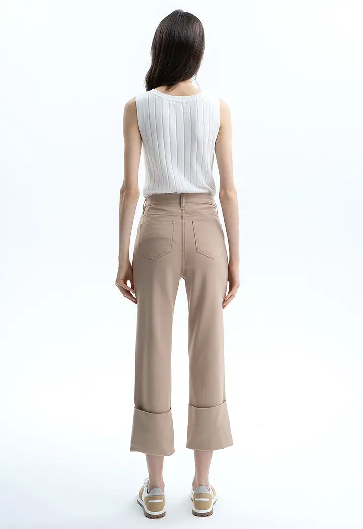 Wide Folded Solid Pants