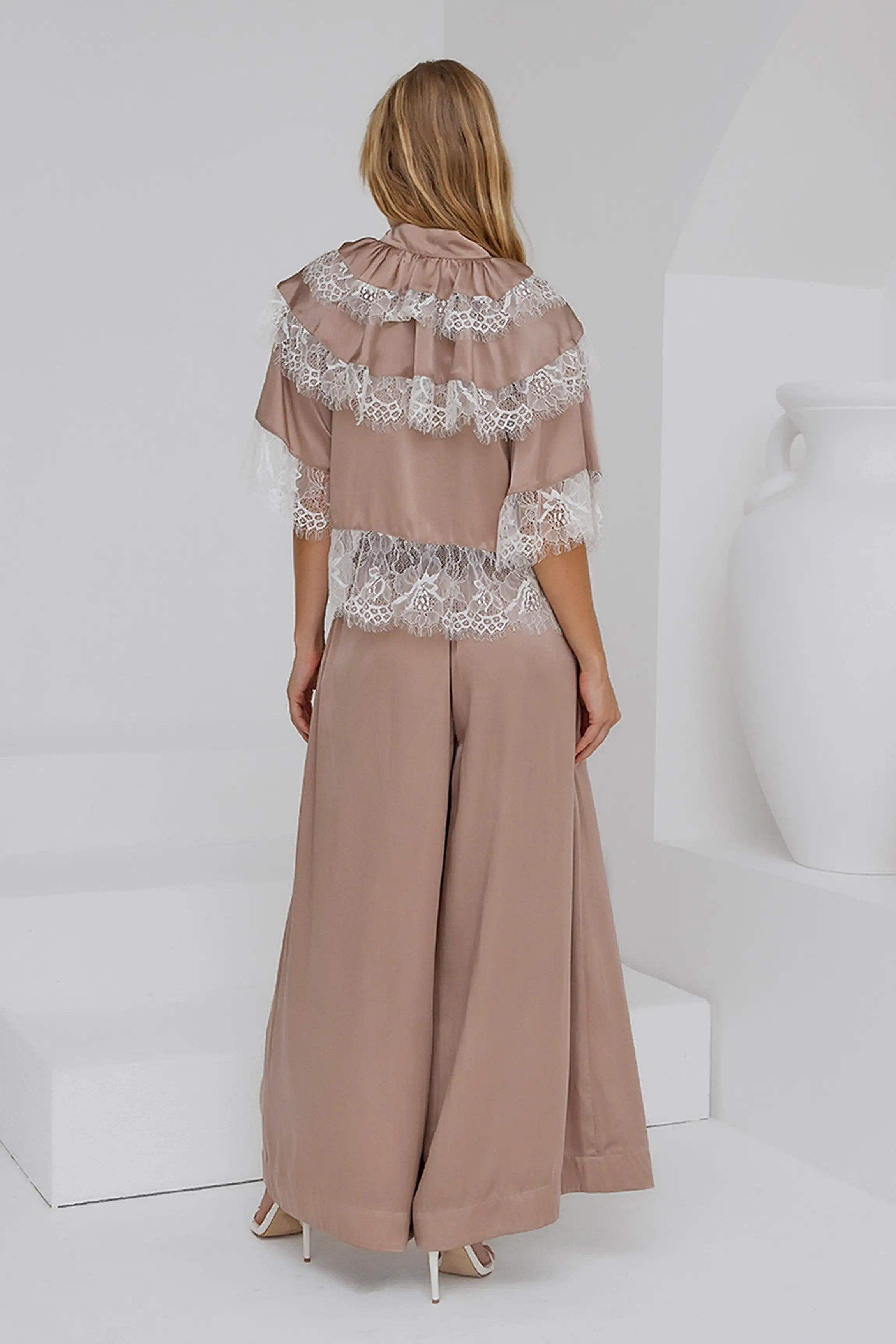 Wide Leg Drawstring Pant - Light Taupe