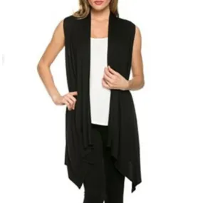 Women's Casual Open Front Vest Long Tunic Shawl Collar Draped Cardigan Tops S-XL SM6