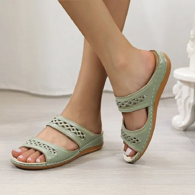 Women's Casual Summer Slip On Open Toe Non-slip Footwear Sandals