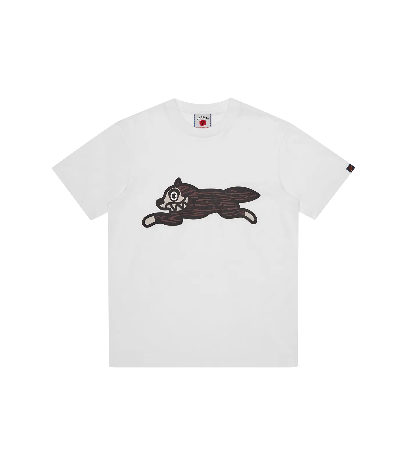 WOODGRAIN RUNNING DOG T-SHIRT - WHITE