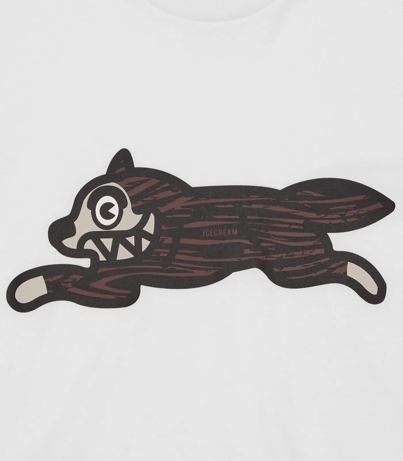 WOODGRAIN RUNNING DOG T-SHIRT - WHITE