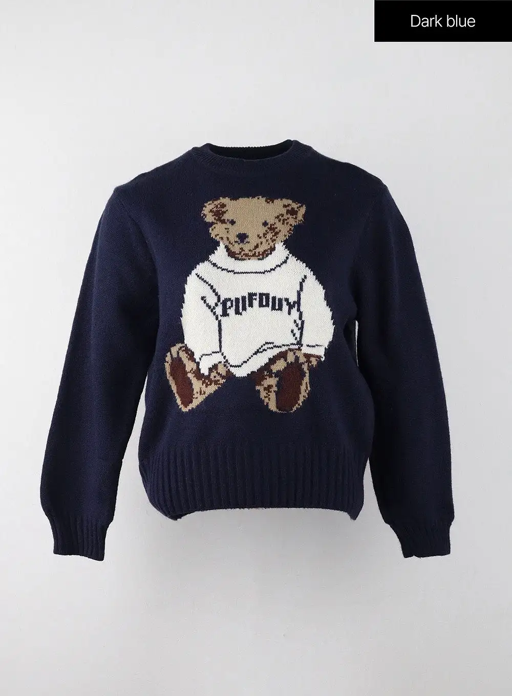 Wool Blend Bear Knit Sweater IJ402